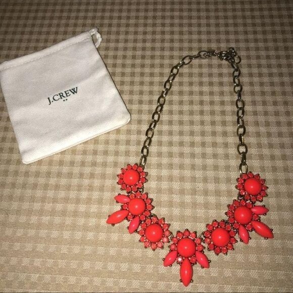 J. Crew Statement Necklace Coral Orange - Picture 2 of 3